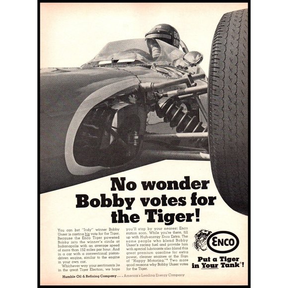 1968 Enco Extra Gasoline Bobby Unser Indy 500 Winner 2 Page Vintage Print Ad Art - Picture 3 of 3